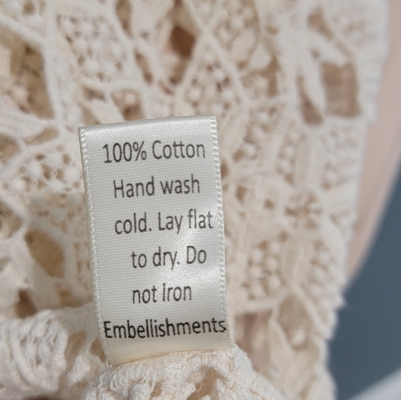 SAGE LANE Cream Crochet Lace Boho Hippie Tunic Tank Top S/M - Picture 8 of 8